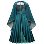 Queen Anna Dress Kids Party Cosplay Outfit Princess Costume Dress with Cloak