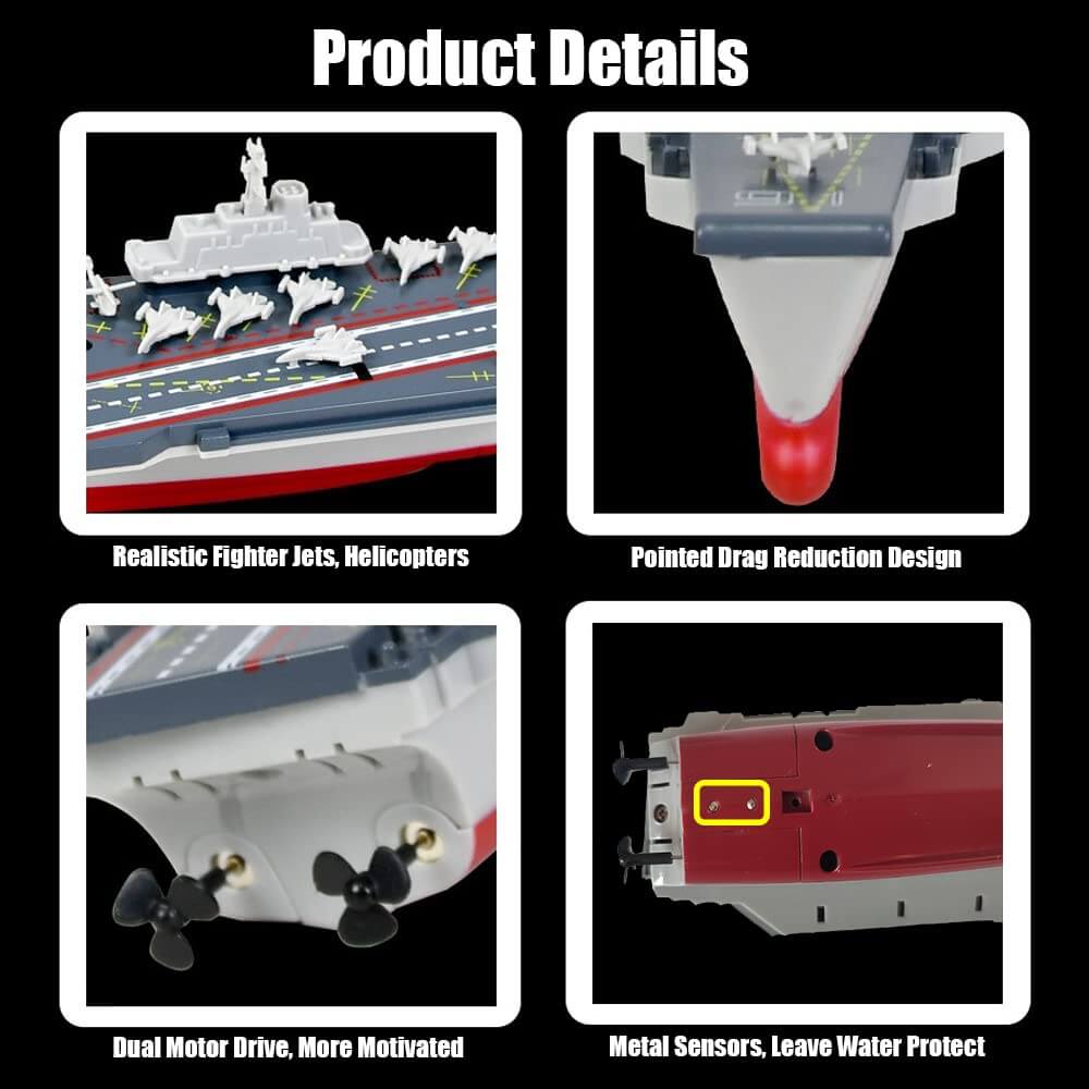 RC Aircraft Carrier Remote Control Battleship Model Warship Cruiser Electric Waterproof Boat Toy Gift