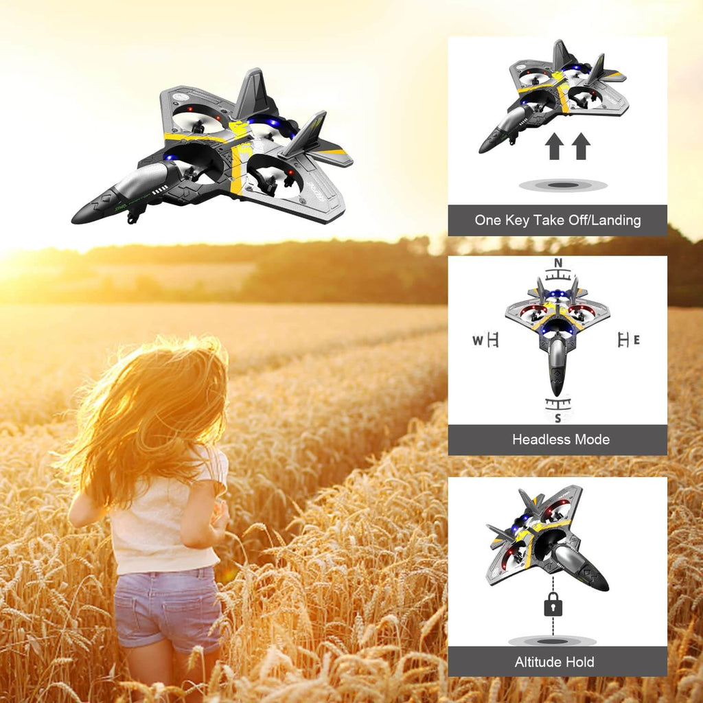Kids RC Airplane Drone 2.4G Remote Control Aircraft with Gravity Sensing Stunt Spin Jet