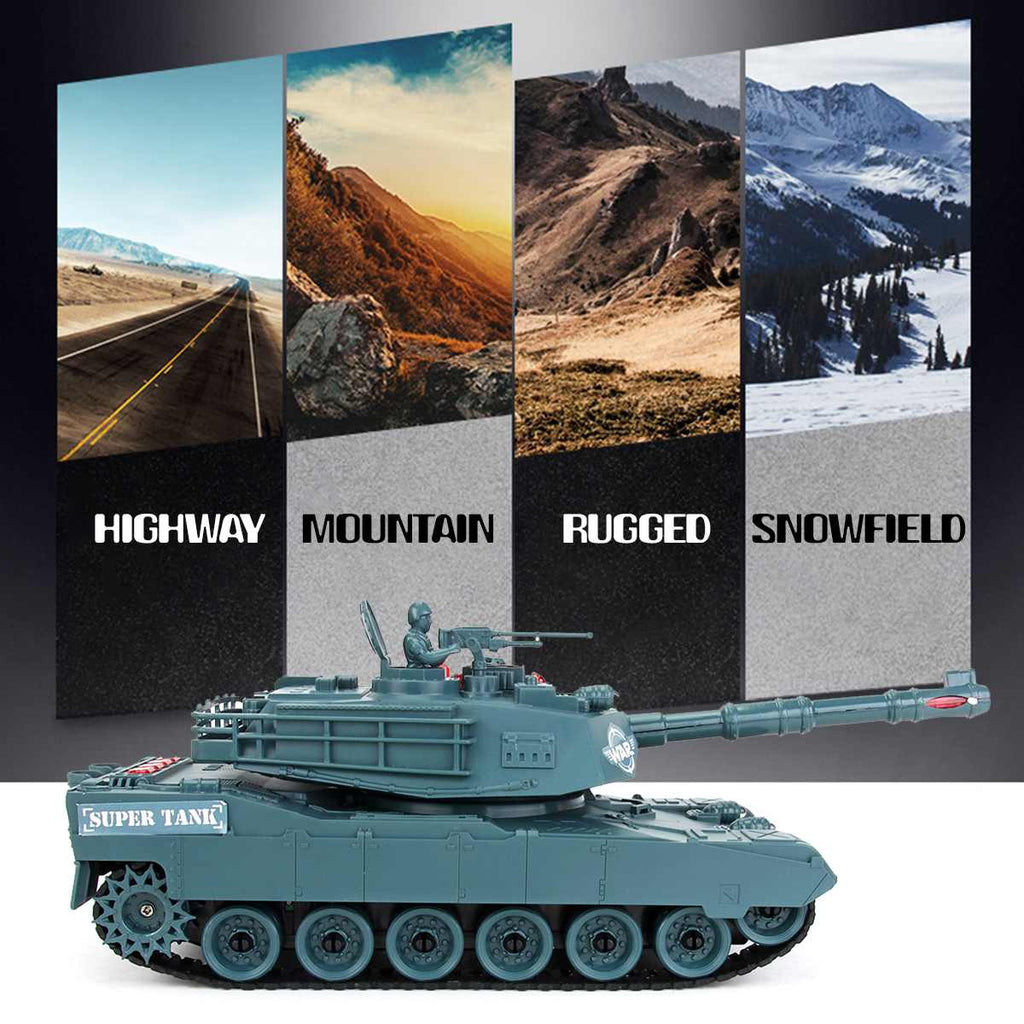 2.4G RC Tank Remote Control Battle Tank 350 Rotatable Turret Crawler Simulation Lighting Car Monster Toys for Children Kids Gift