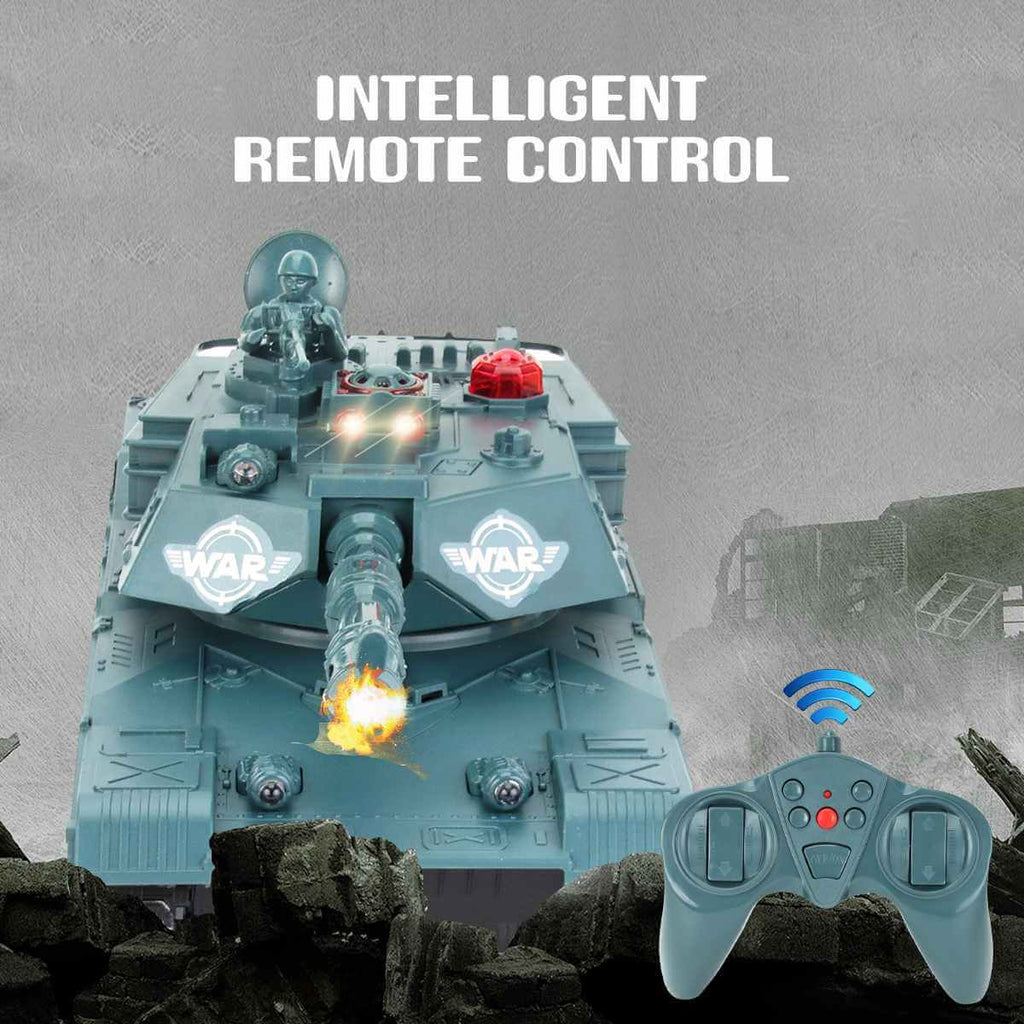 2.4G RC Tank Remote Control Battle Tank 350 Rotatable Turret Crawler Simulation Lighting Car Monster Toys for Children Kids Gift