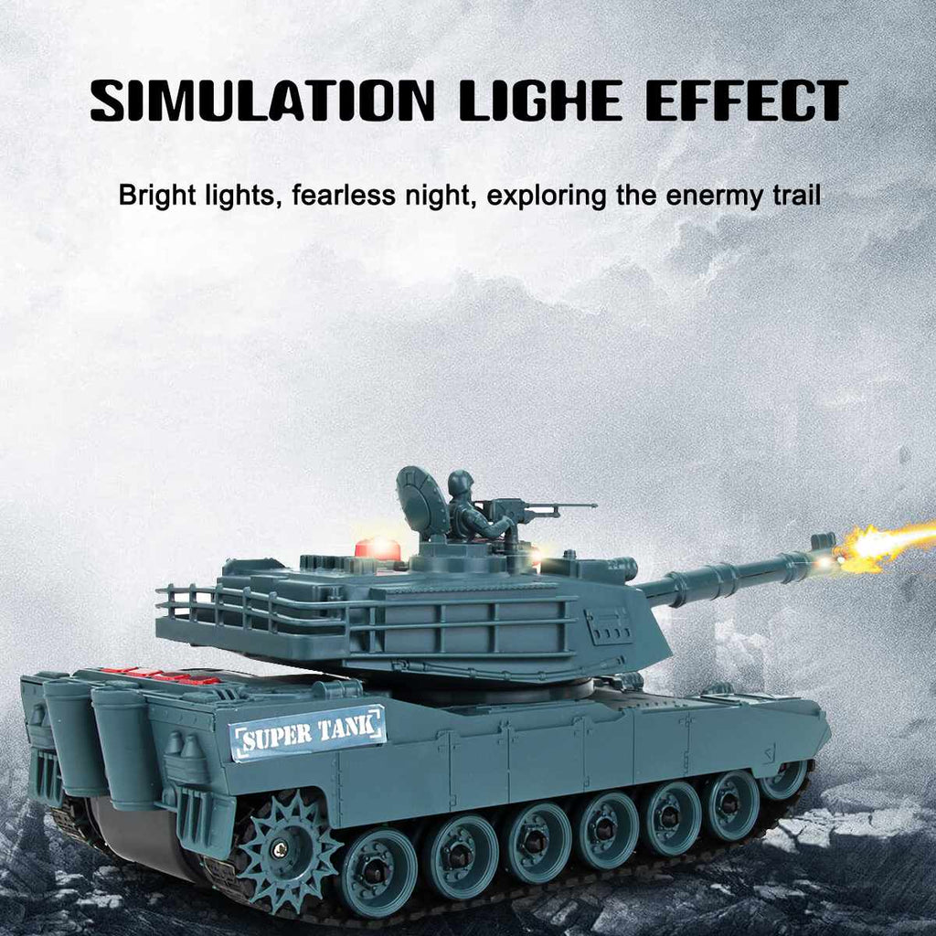 2.4G RC Tank Remote Control Battle Tank 350 Rotatable Turret Crawler Simulation Lighting Car Monster Toys for Children Kids Gift