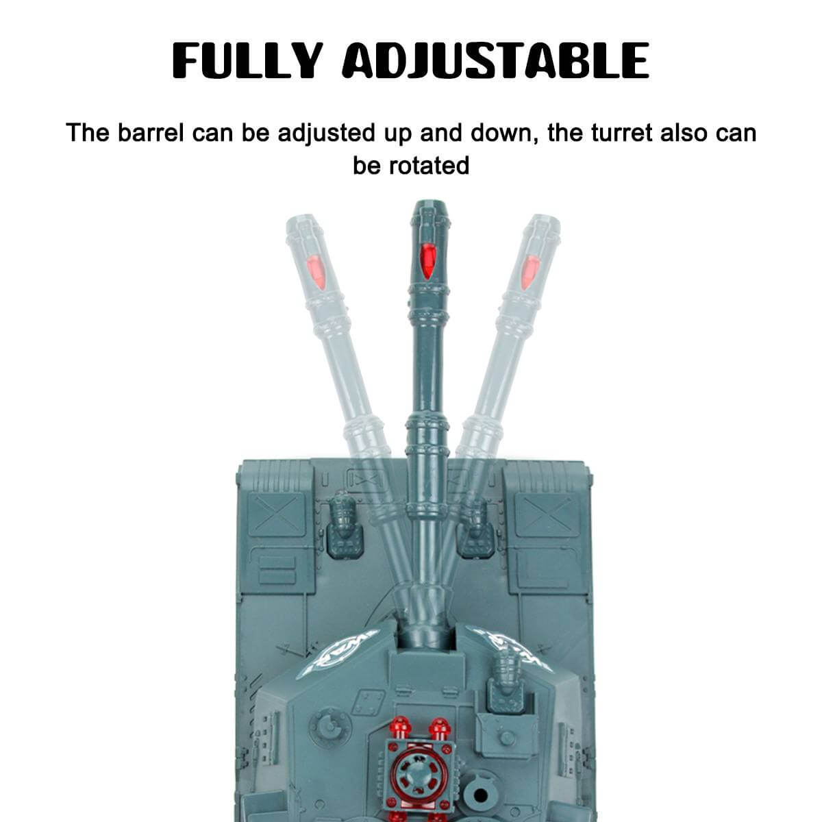 2.4G RC Tank Remote Control Battle Tank 350 Rotatable Turret Crawler Simulation Lighting Car Monster Toys for Children Kids Gift