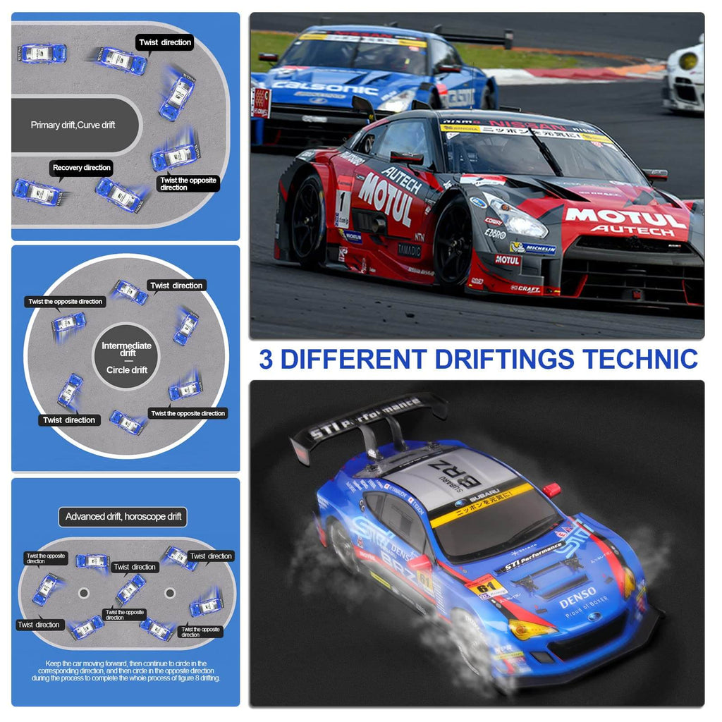 Drift RC Car 1:16 GTR Racing Vehicle High Speed Remote Control Subaru Brz Sport Car for Kids Adults