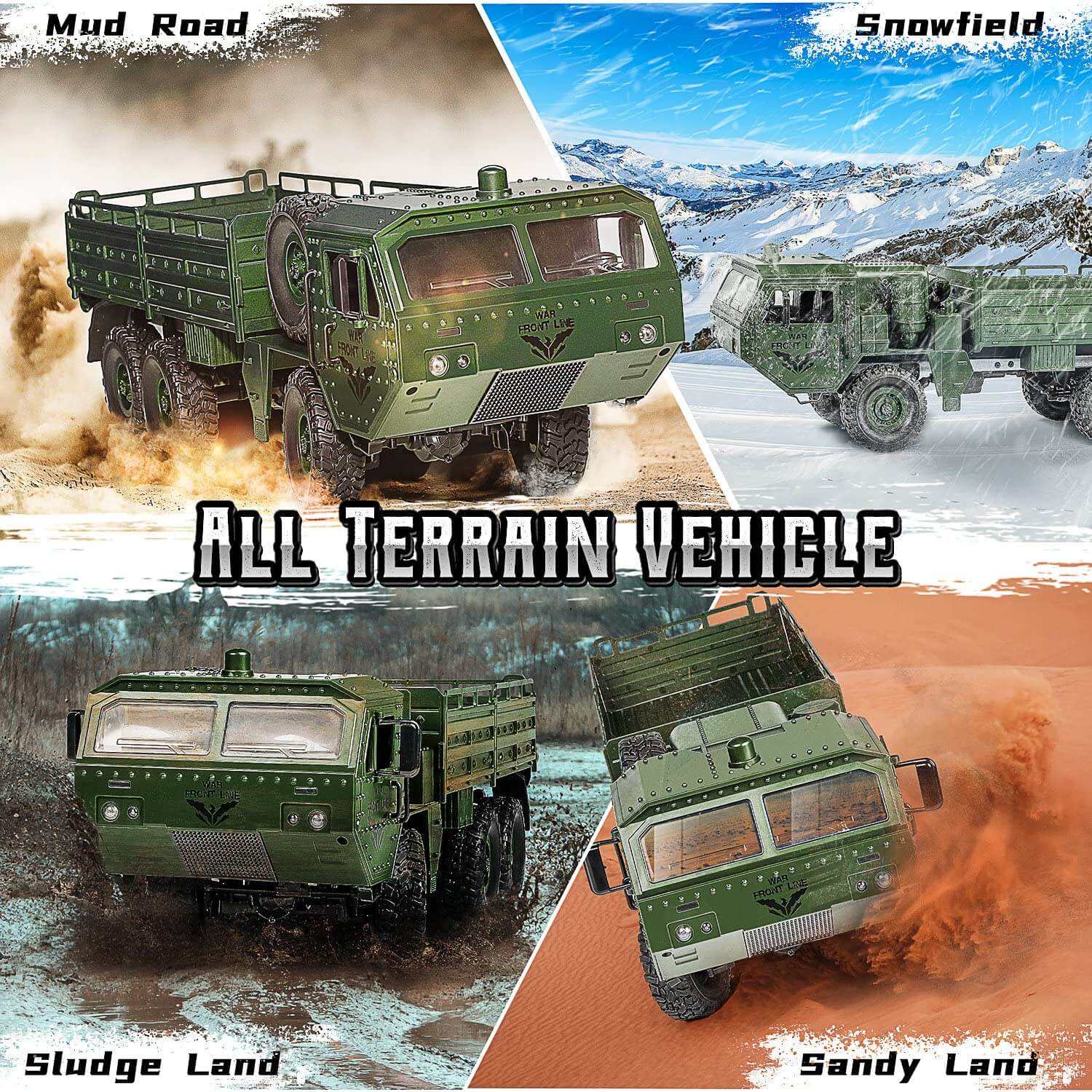RC Truck 6x6 Off-road Rock Crawlers 1/16 Remote Control Military Vehicles All Terrains RC Car