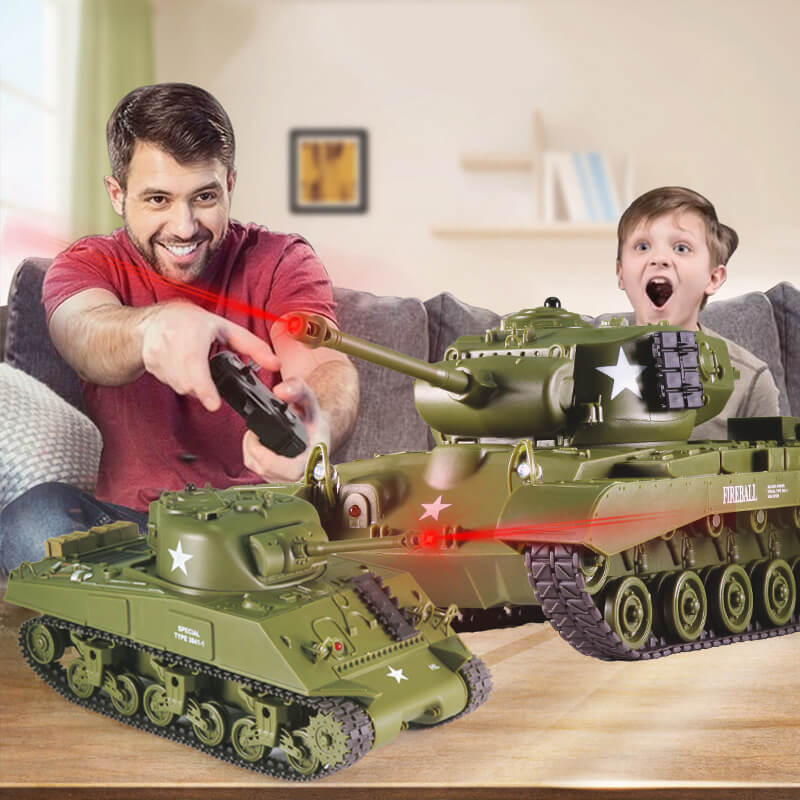 RC Battle Tanks Sherman M4A3 US Medium Tank IR Battle Panzer with Sound & Light