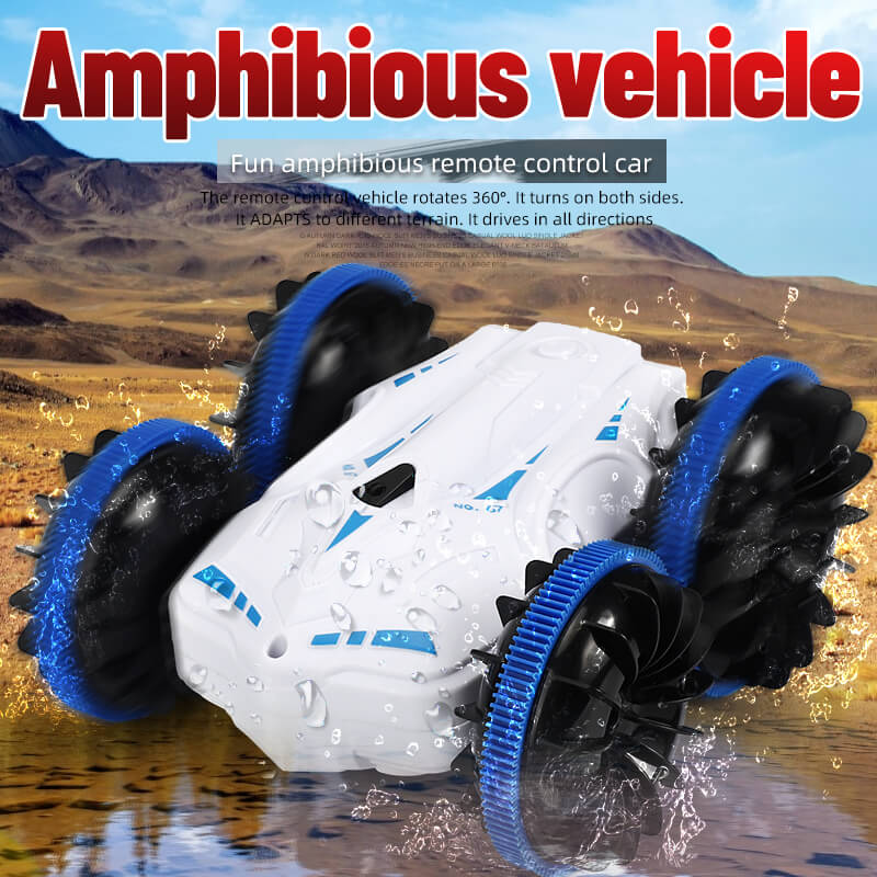 Stunt Amphibious Car for Kids - 2.4Ghz 360 Rotate Water and Land 4WD Amphibious Electric Toys