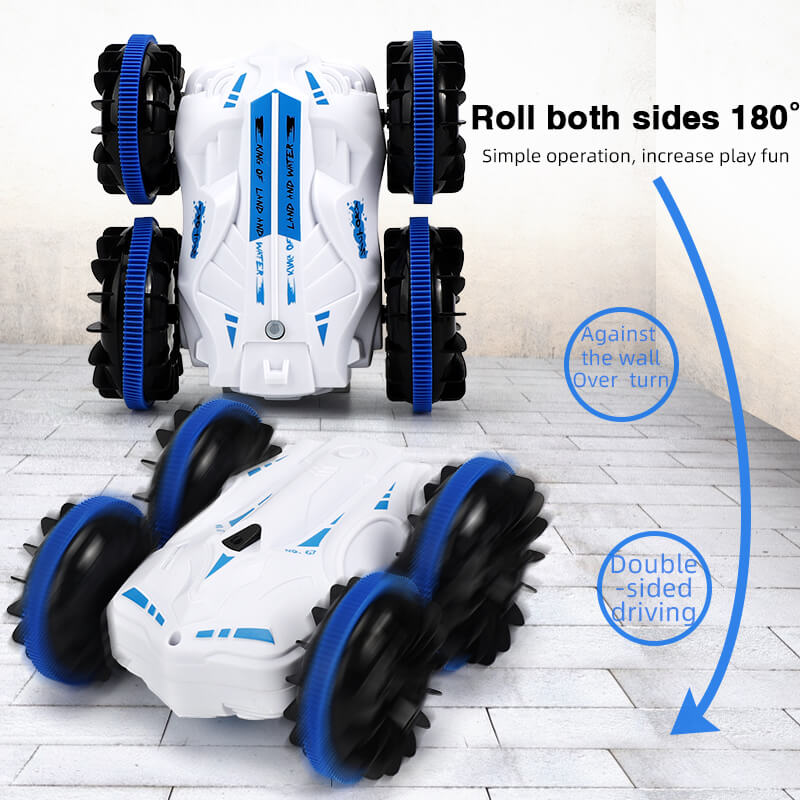 Stunt Amphibious Car for Kids - 2.4Ghz 360 Rotate Water and Land 4WD Amphibious Electric Toys