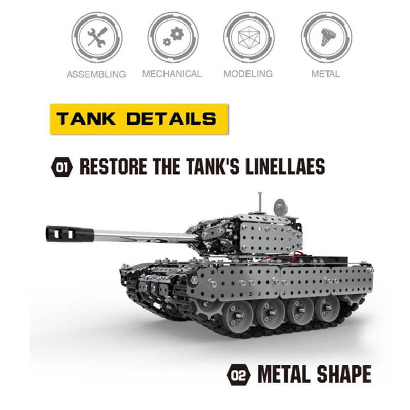 2.4G RC Stainless Steel Tank DIY Assembly Remote Control Panzer With Rotating Turret