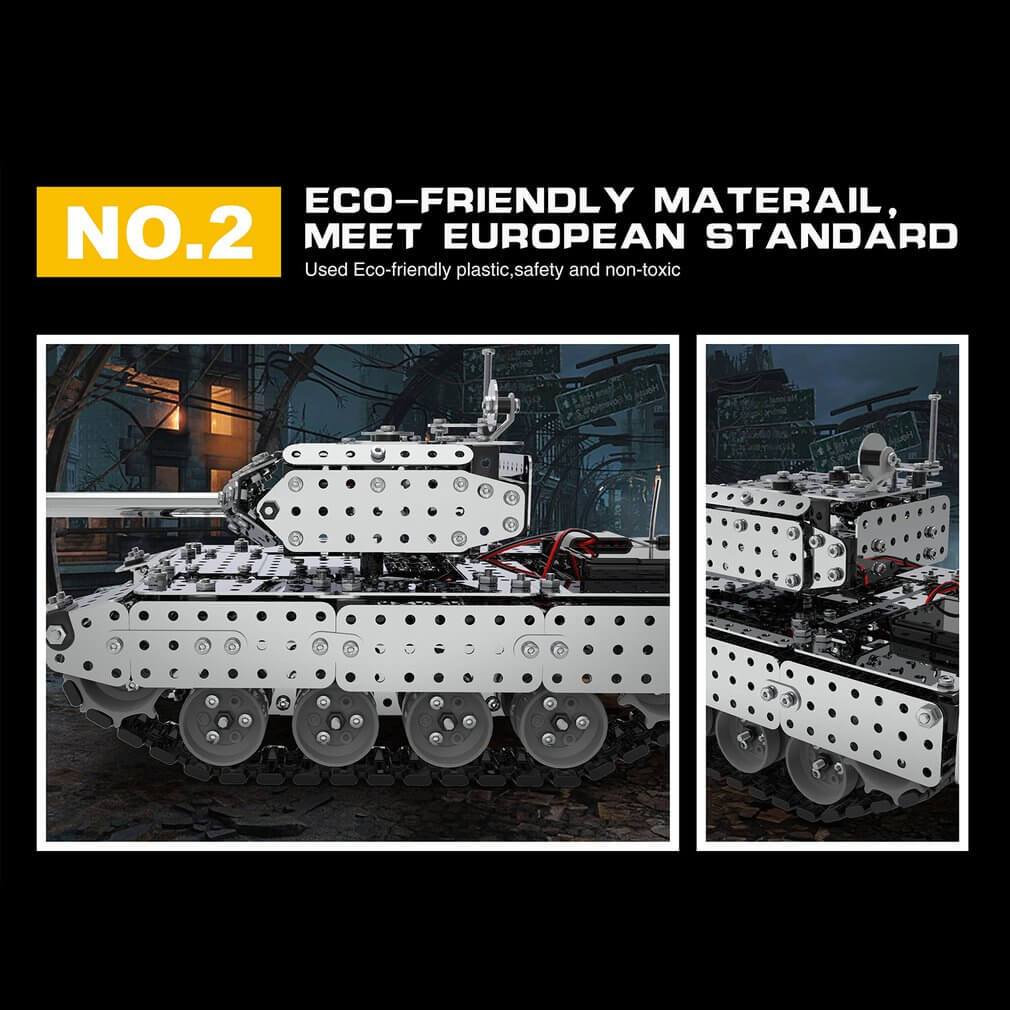 2.4G RC Stainless Steel Tank DIY Assembly Remote Control Panzer With Rotating Turret