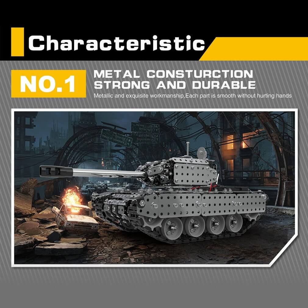 2.4G RC Stainless Steel Tank DIY Assembly Remote Control Panzer With Rotating Turret