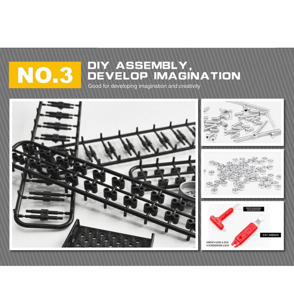 2.4G RC Stainless Steel Tank DIY Assembly Remote Control Panzer With Rotating Turret