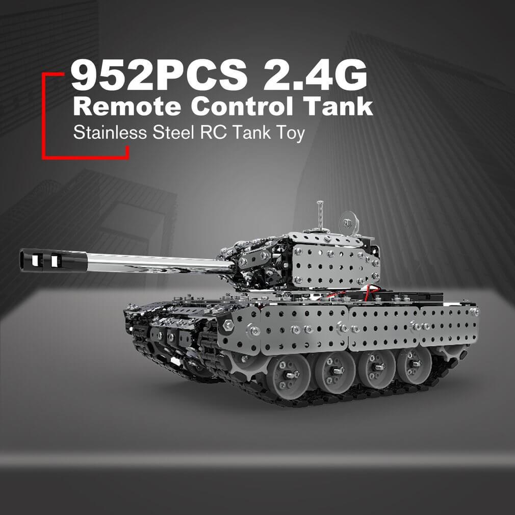 2.4G RC Stainless Steel Tank DIY Assembly Remote Control Panzer With Rotating Turret