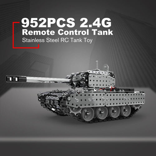 2.4G RC Stainless Steel Tank DIY Assembly Remote Control Panzer With Rotating Turret