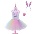 Kids Cute Rabbit Tutu Dress with Ears Headband Bow Ties Tail Set Bunny Costume