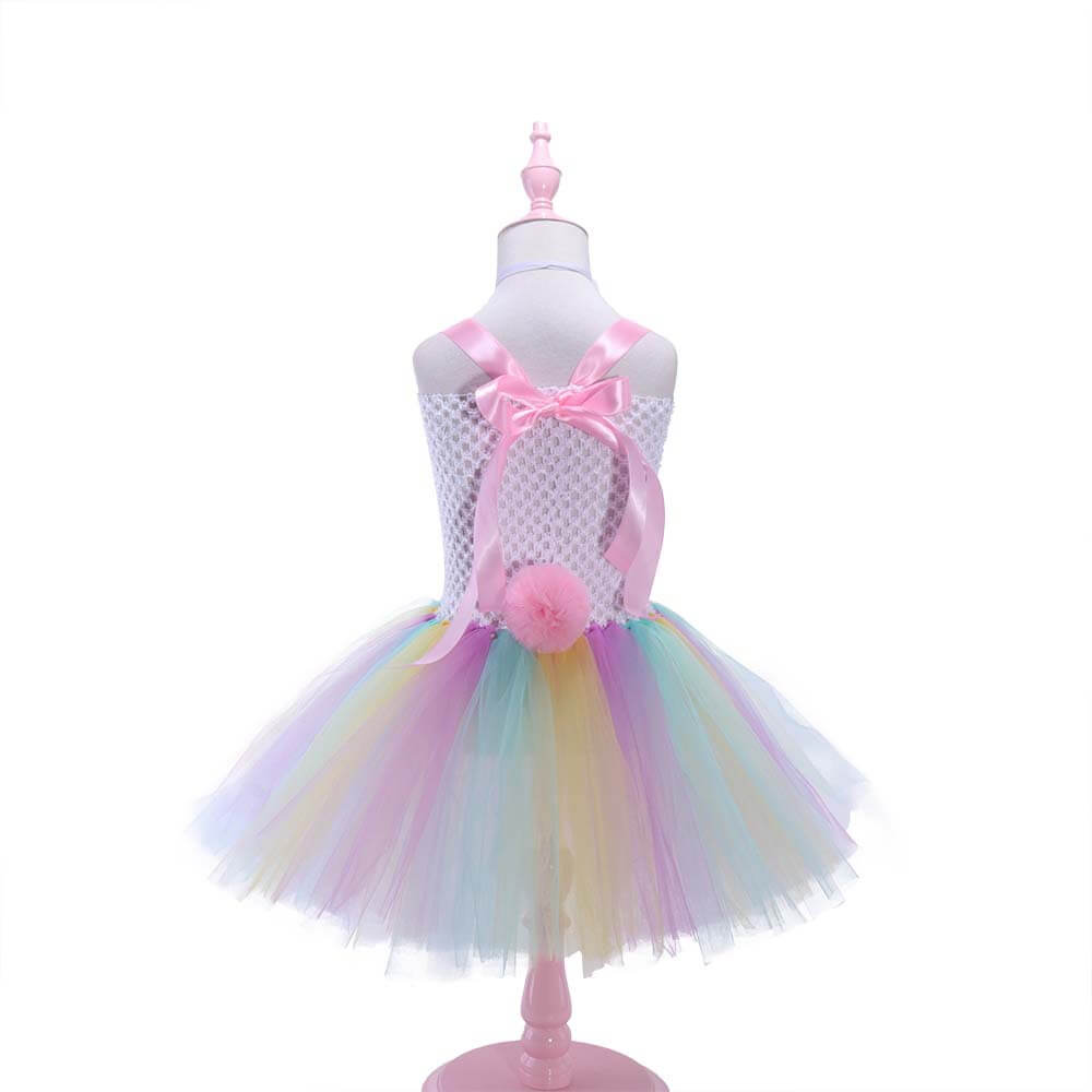Kids Cute Rabbit Tutu Dress with Ears Headband Bow Ties Tail Set Bunny Costume