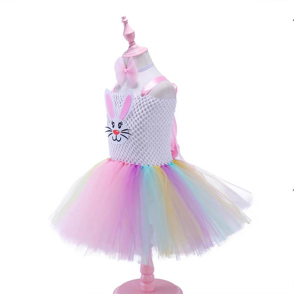 Kids Cute Rabbit Tutu Dress with Ears Headband Bow Ties Tail Set Bunny Costume