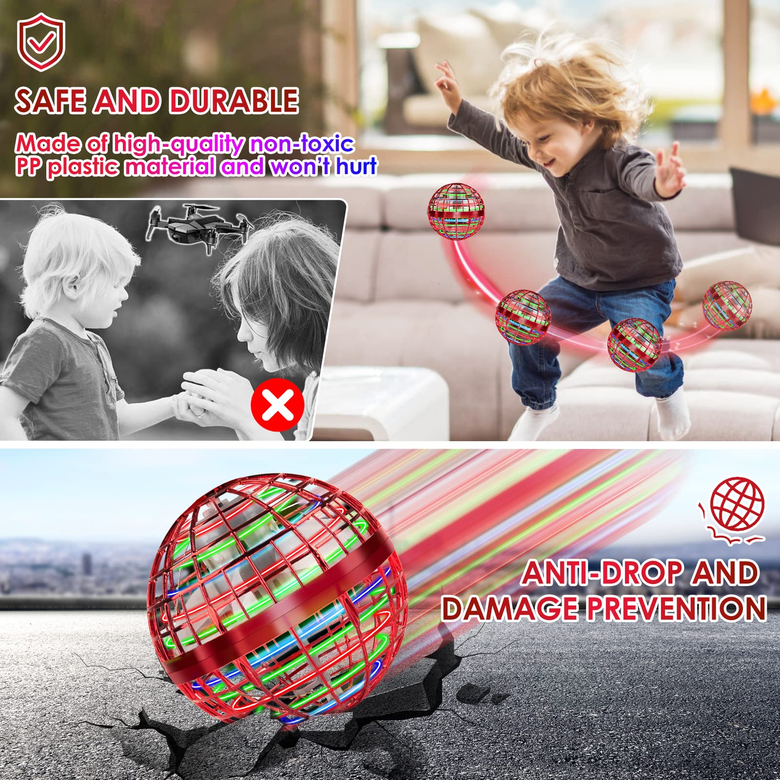 Fly Boomerang Mini Drone for Kids 360° Rotating Hand Controlled Flying Space Ball for Boys Girls Christmas Gift