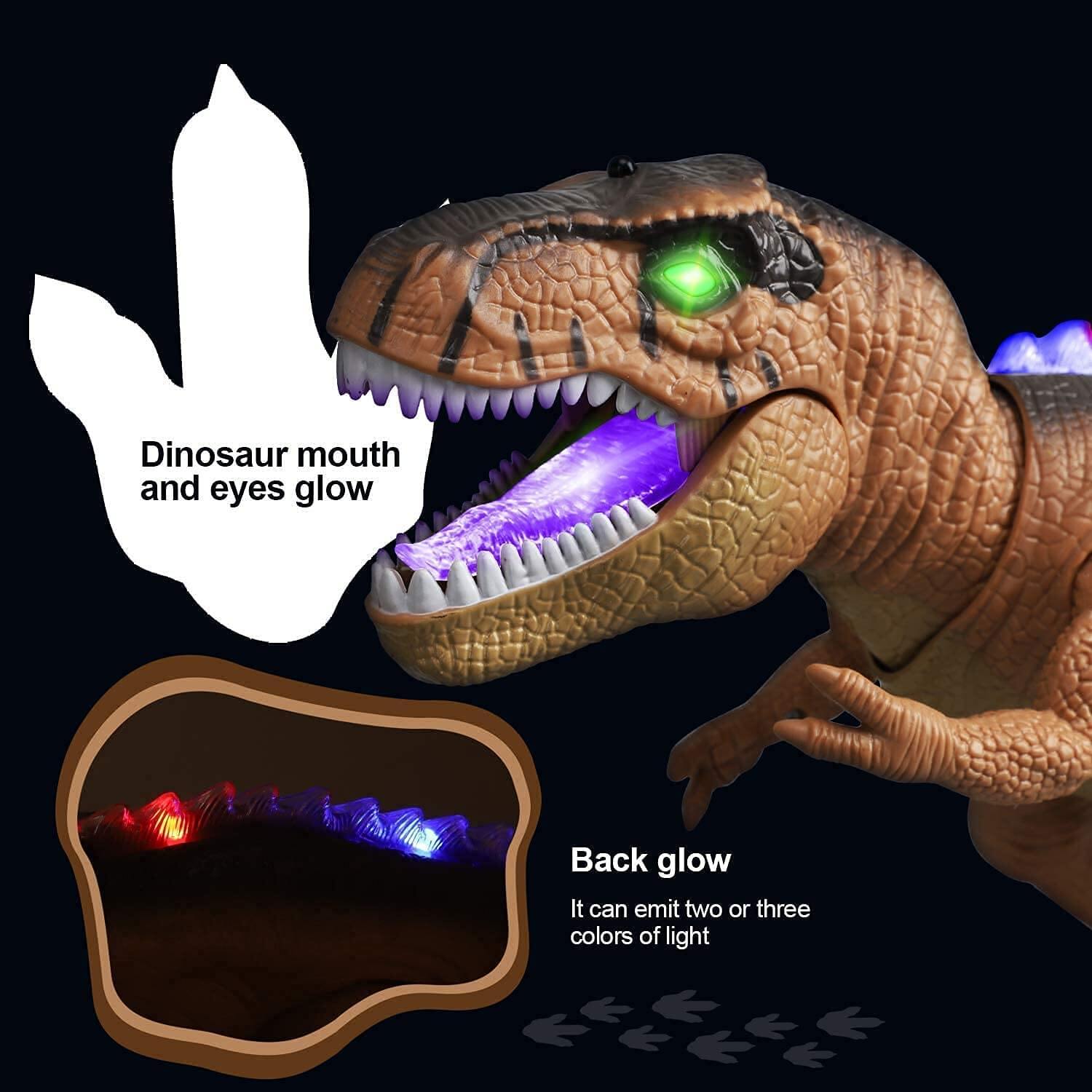 Kids RC Dinosaur Toy Remote Control Dinosaur T-Rex With LED Light Up, Walking & Roaring Realistic Dinosaur Toys