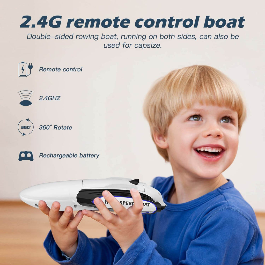 2.4G RC Boat High-speed Double-sided Remote Control Boat Children's Toys for Pools and Lakes