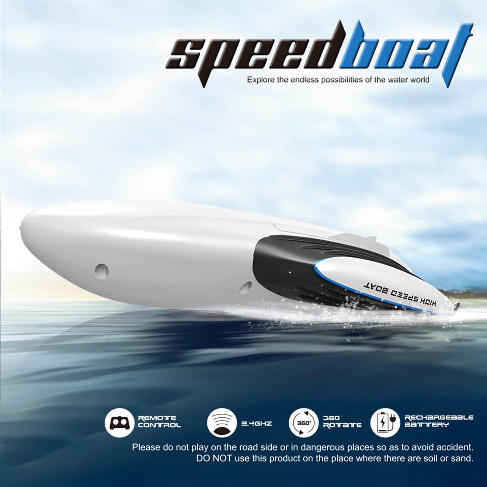 2.4G RC Boat High-speed Double-sided Remote Control Boat Children's Toys for Pools and Lakes