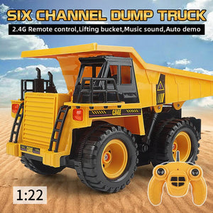 1:22 2.4Ghz 6CH RC Dump Truck Engineering Car Heavy Duty Construction Vehicle With Light Sound