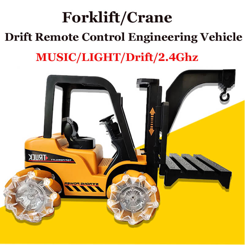 Kids RC Drift Car 21CH Remote Control Engineering Vehicle 3in1 Forklift/Crane/Trailer Highly Simulated