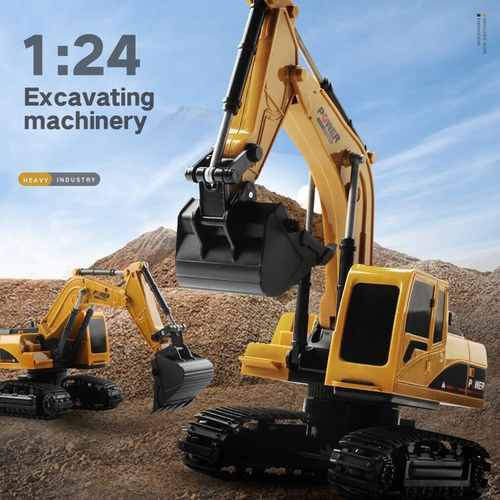 1:24 Scale Heavy Remote Control Excavator Construction Vehicle High Replica 6 Channels