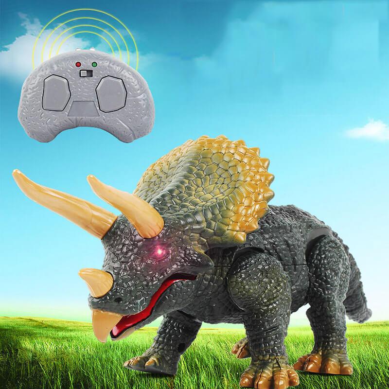 Walking Remote Control Triceratops Toy Model Light Sound High Simulation Action Figure