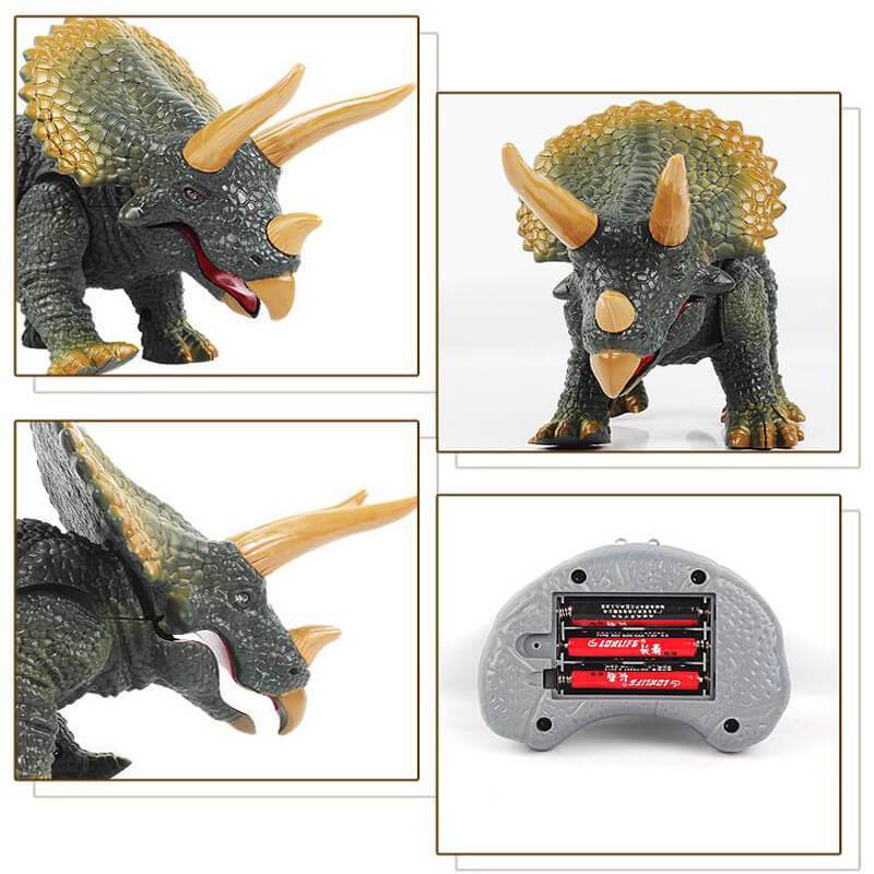 Walking Remote Control Triceratops Toy Model Light Sound High Simulation Action Figure