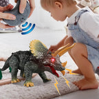 Walking Remote Control Triceratops Toy Model Light Sound High Simulation Action Figure