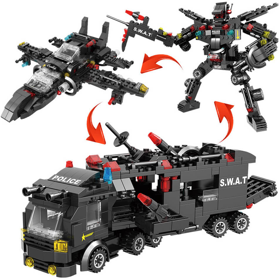 City Police Station Car Building Blocks For City SWAT Team Truck House Blocks Technic Diy Toy For Boys Children