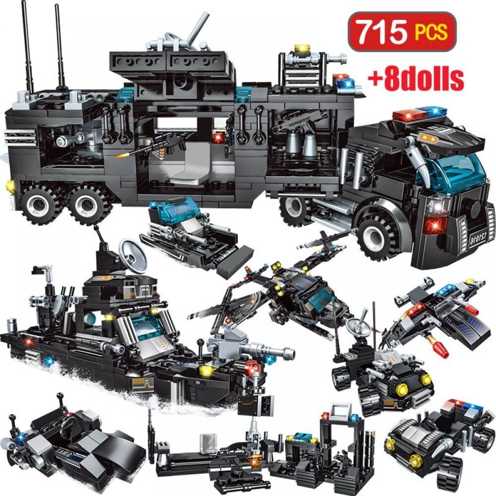 City Police Station Car Building Blocks For City SWAT Team Truck House Blocks Technic Diy Toy For Boys Children