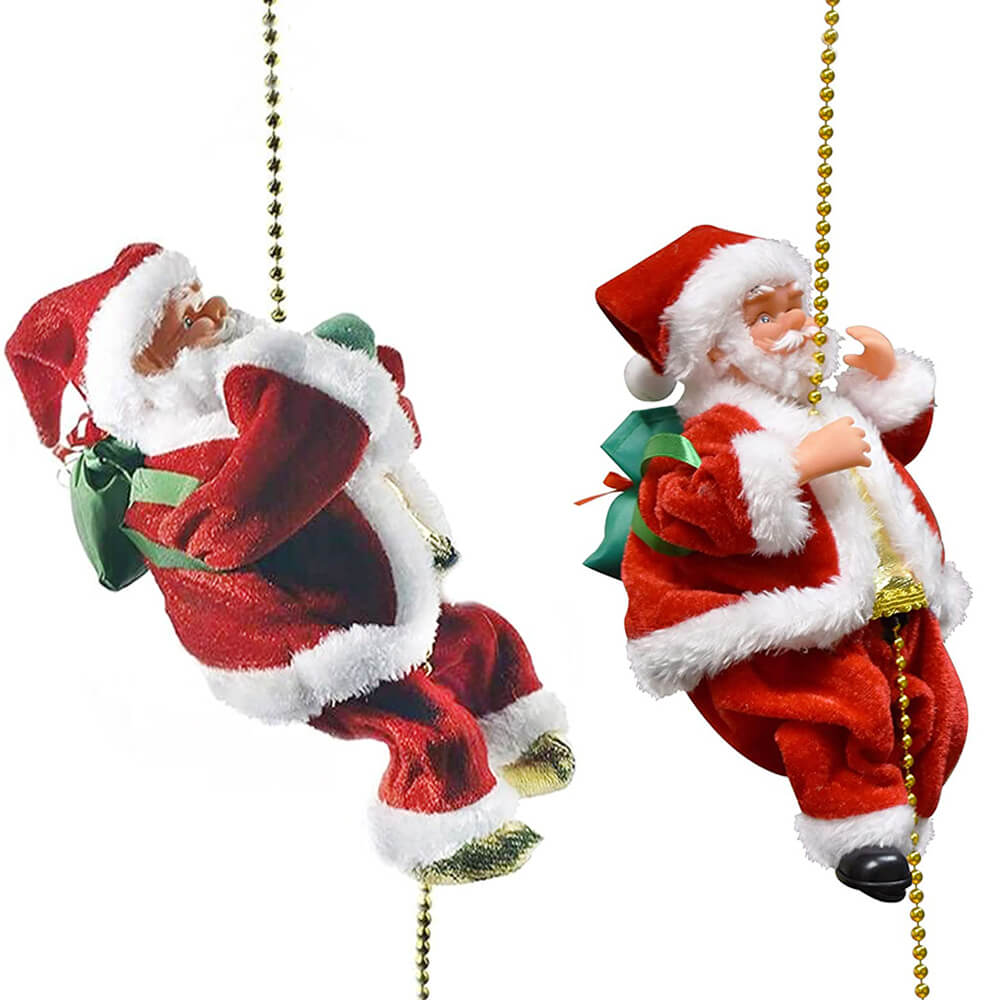 Christmas Decorations Funny Santa Claus Climbing The Rope with Music Up and Down