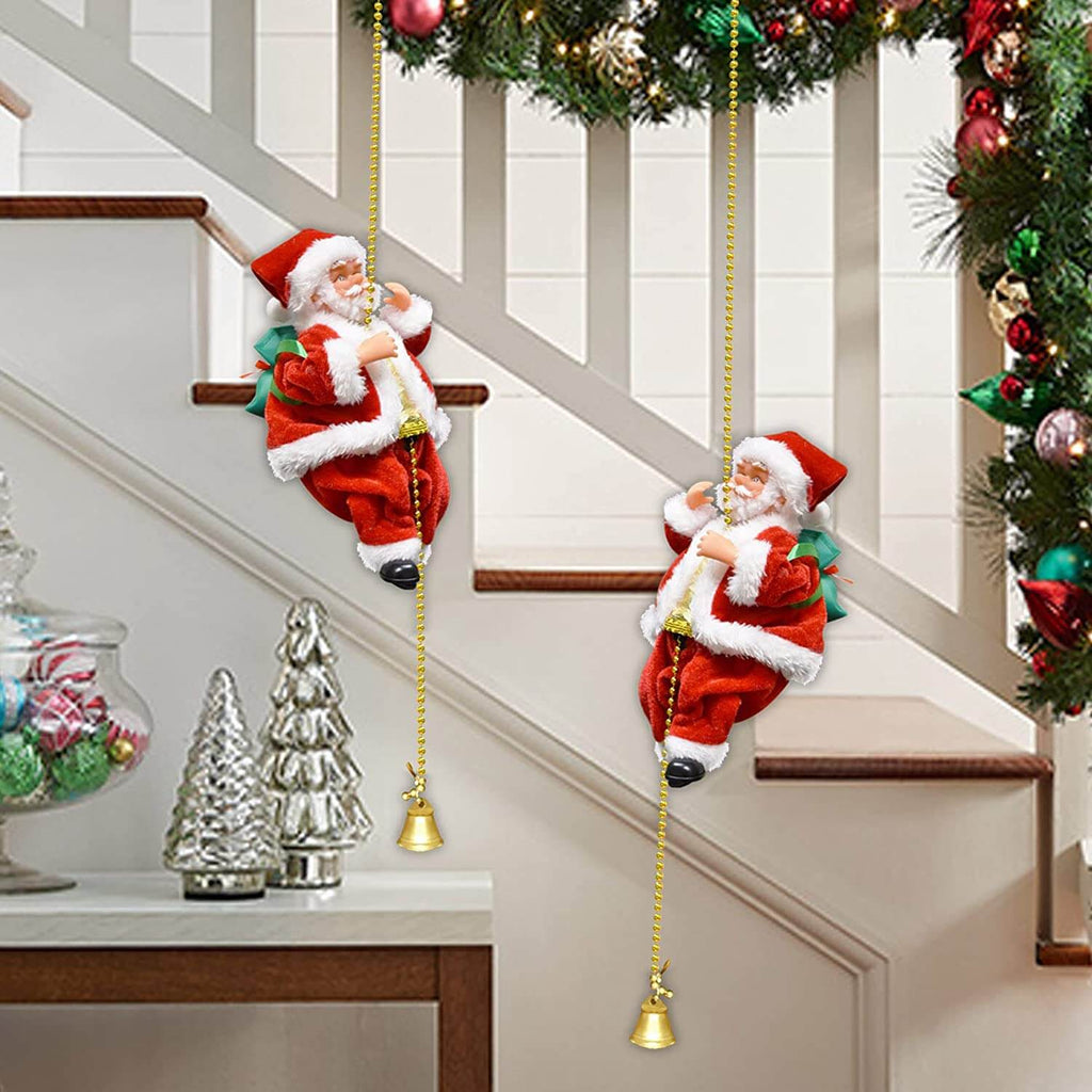 Christmas Decorations Funny Santa Claus Climbing The Rope with Music Up and Down
