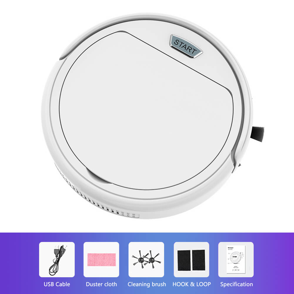 Smart Robotic Vacuum Cleaner Automatic 3-in-1 Robot Sweeper Home Floor Sweeping Machine White