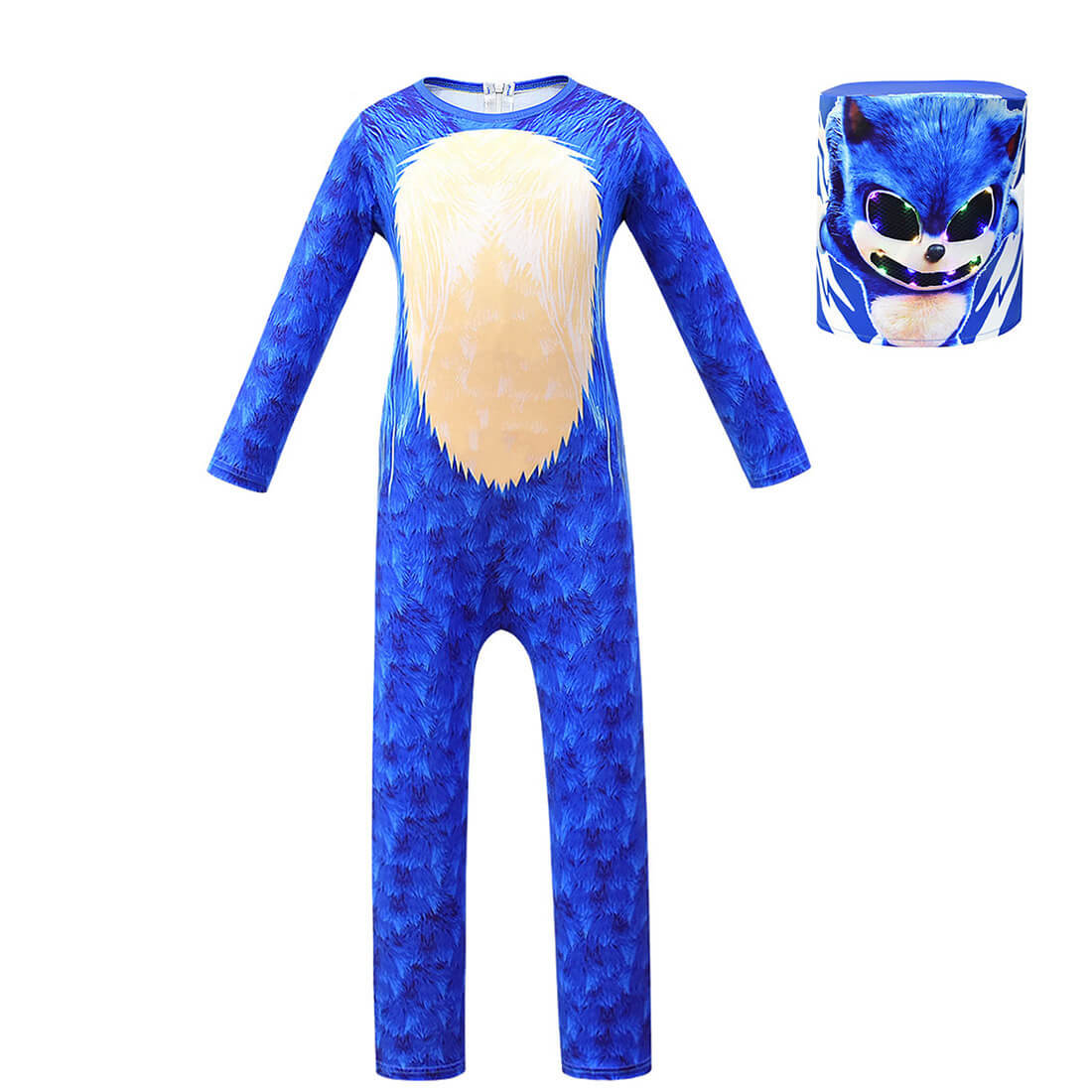 Kids Hedgehog Cosplay Costume Halloween Jumpsuit Optional LED Helmet/Mask Sets