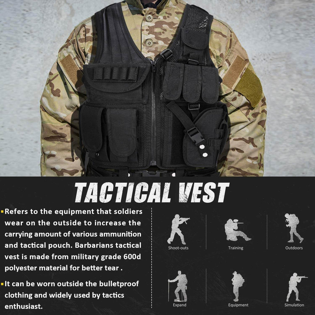 Tactical Vest Combat Armor Vests Mens Tactical Army Adjustable Armor Outdoor CS Training Vest Airsoft