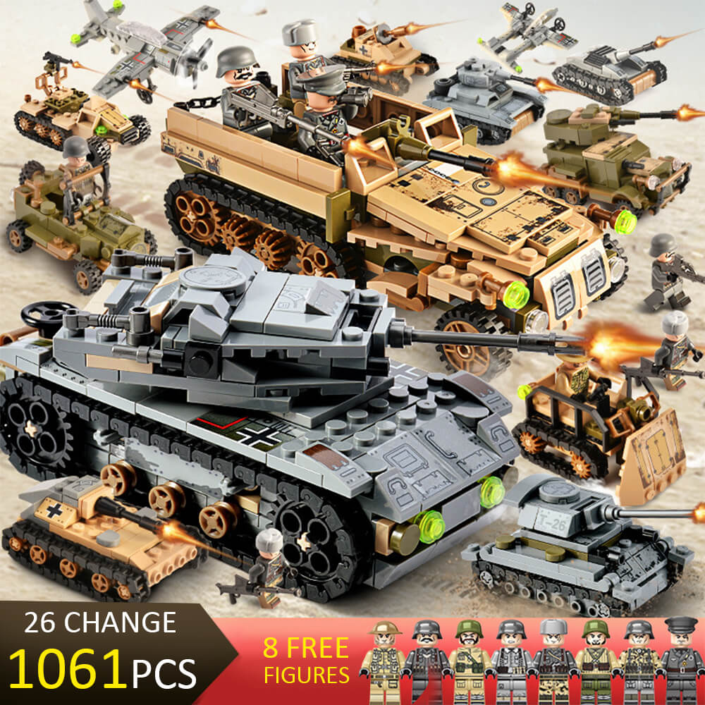 Empires of Steel WWII Battle Bricks Army Sets with 8 Free Minifigures Sets