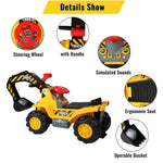 Kids Ride-on Excavator Toys Outdoor Digger and Bulldozer Truck With Safety Helmet and Simulation Sound