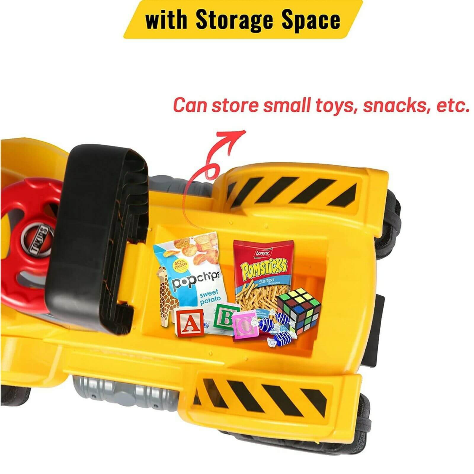 Kids Ride-on Excavator Toys Outdoor Digger and Bulldozer Truck With Safety Helmet and Simulation Sound