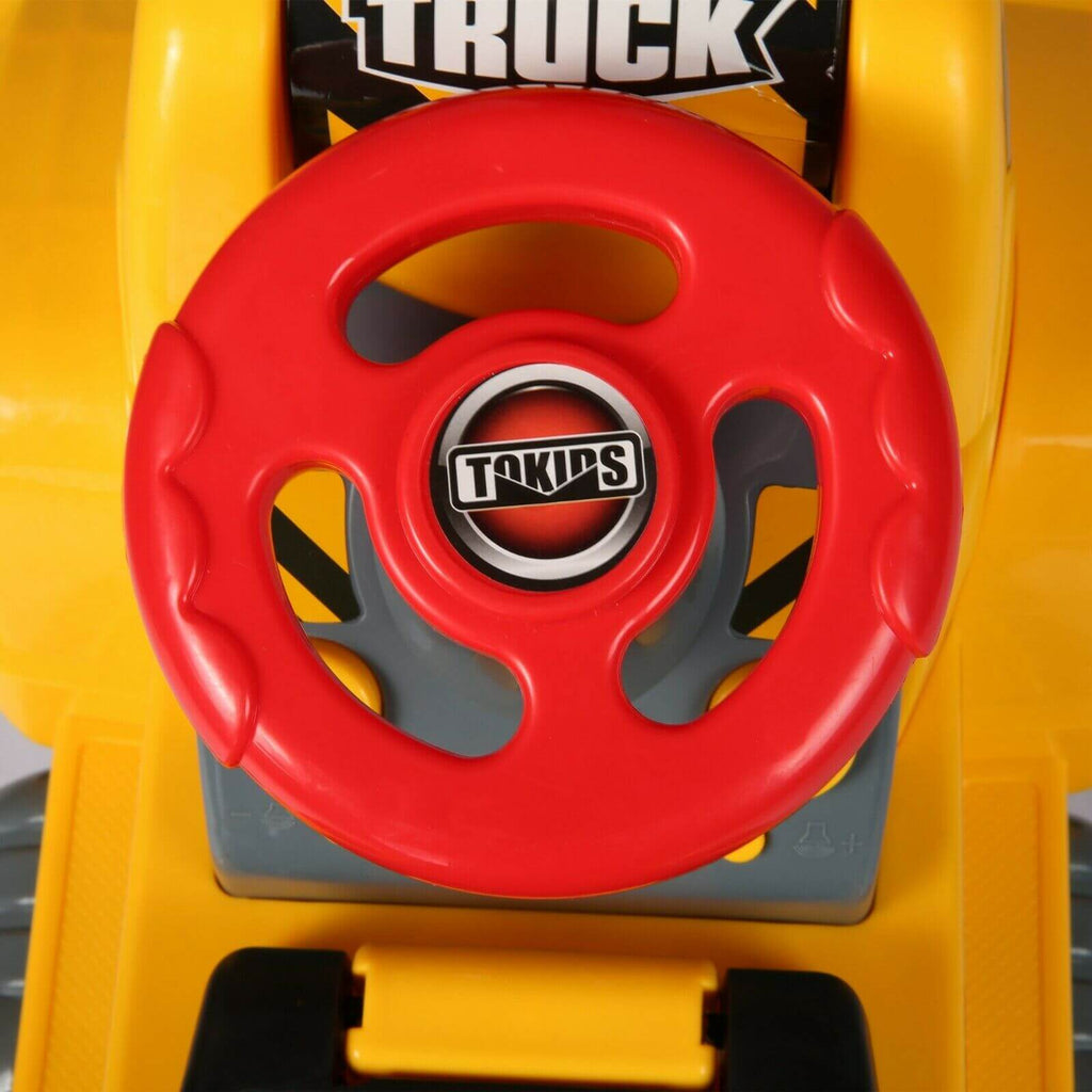 Kids Ride-on Excavator Toys Outdoor Digger and Bulldozer Truck With Safety Helmet and Simulation Sound