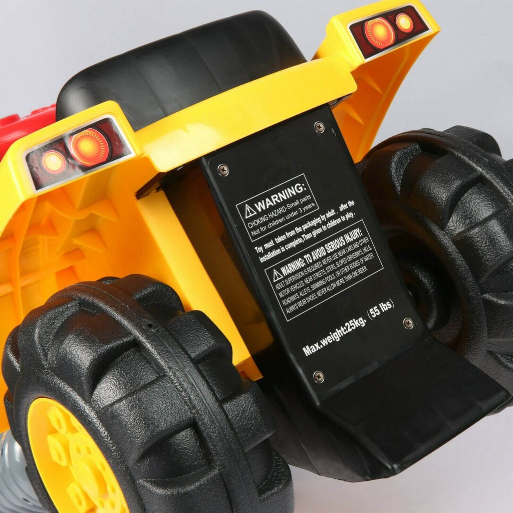 Kids Ride-on Excavator Toys Outdoor Digger and Bulldozer Truck With Safety Helmet and Simulation Sound