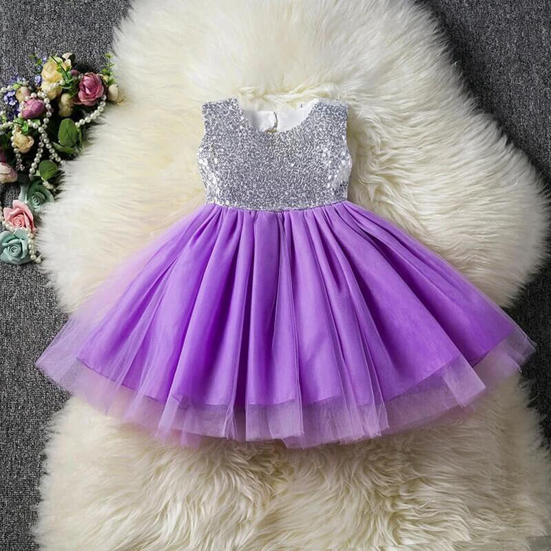 SunBaby Toddler/ Baby Girls Bling Bling Sequin Tulle Flower Girl Dress Wedding Prom Birthday Party Dress