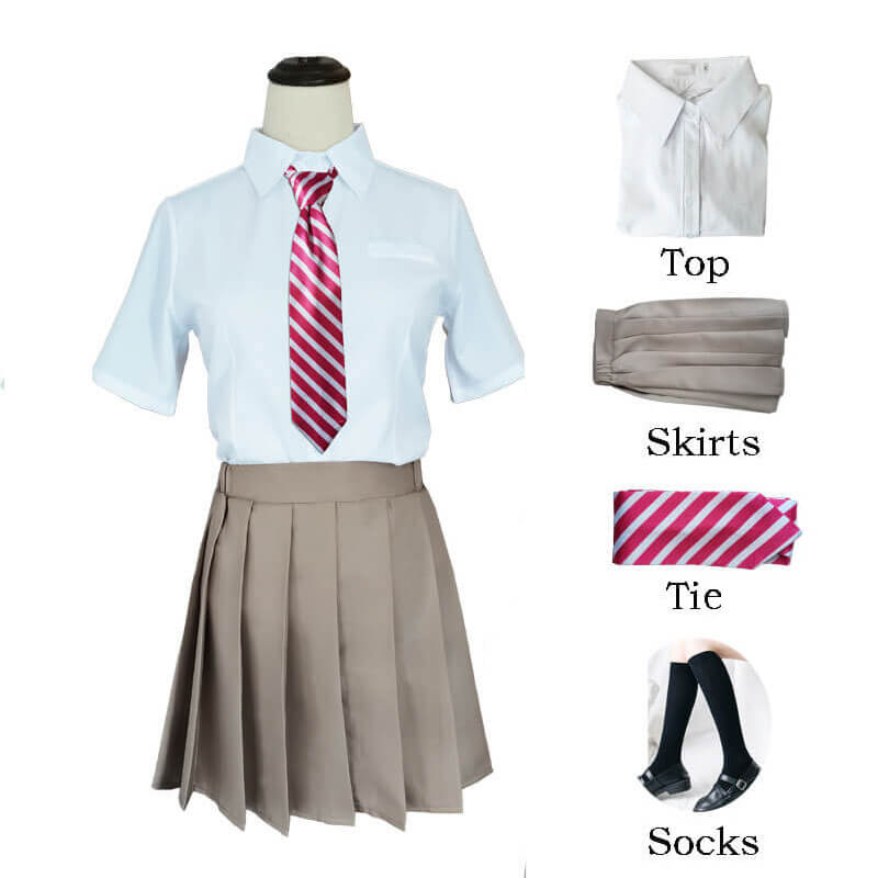 Tokyo Revengers Hinata School Uniform Women Anime Cosplay Costume Summer Shirt Skirt Outfit with Tie