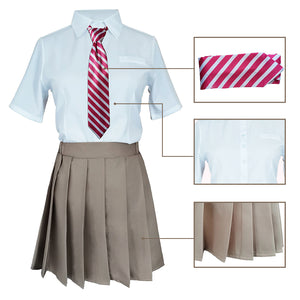 Tokyo Revengers Hinata School Uniform Women Anime Cosplay Costume Summer Shirt Skirt Outfit with Tie