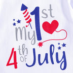 Newborn Toddler 1st 4th of July Outfit Romper Pants Headband 3pcs Suit American Flag Costume