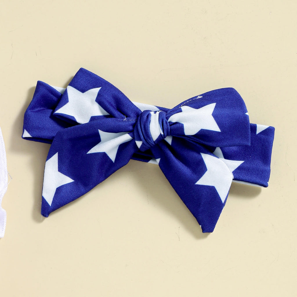 Newborn Toddler 1st 4th of July Outfit Romper Pants Headband 3pcs Suit American Flag Costume
