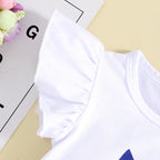 Newborn Toddler 1st 4th of July Outfit Romper Pants Headband 3pcs Suit American Flag Costume