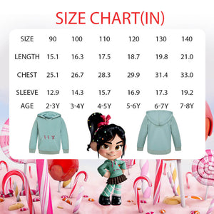 Wreck It Ralph 2 Girls Deluxe Vanellope Costume Hoodie Sweatshirt Pullover Hood Outerwear Casual Tops Blouse